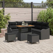 Set Divano da Giardino con cuscino con archiviazione 8 pcs Nero 3364214