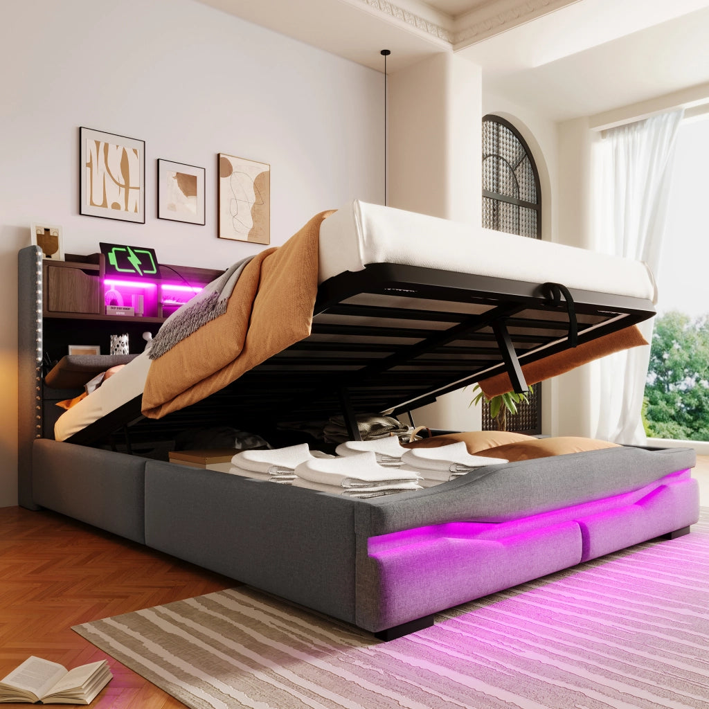 letto imbottito lino grigio 140 x 200 cm
