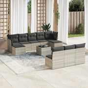 Set Divani da Giardino 11 pz con Cuscini in Polyrattan Grigio 3218302