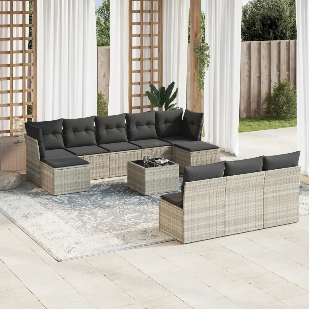 Set Divani da Giardino 11 pz con Cuscini in Polyrattan Grigio 3218302