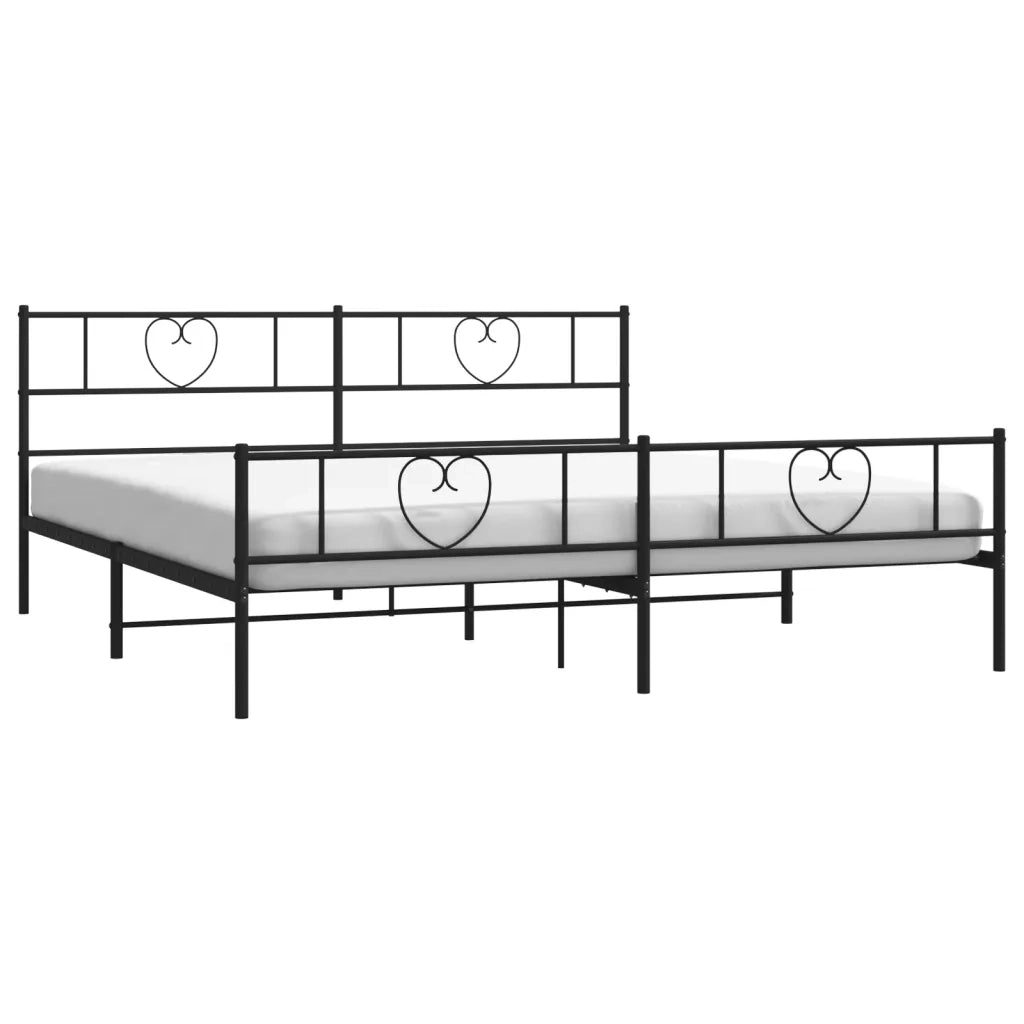 Letto matrimoniale | Letto per adulti | Giroletto senza Materaso con Pediera in Metallo Nero 180x200 cm