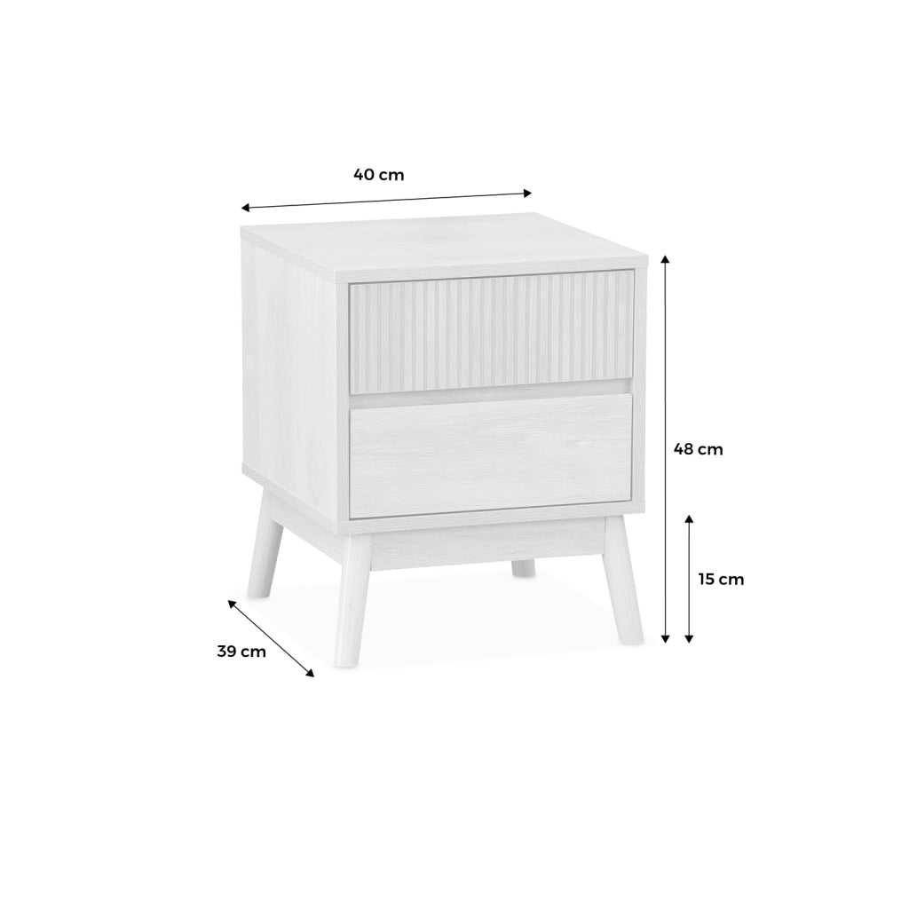 Set 2 comodini con 2 cassetti, marrone naturale
