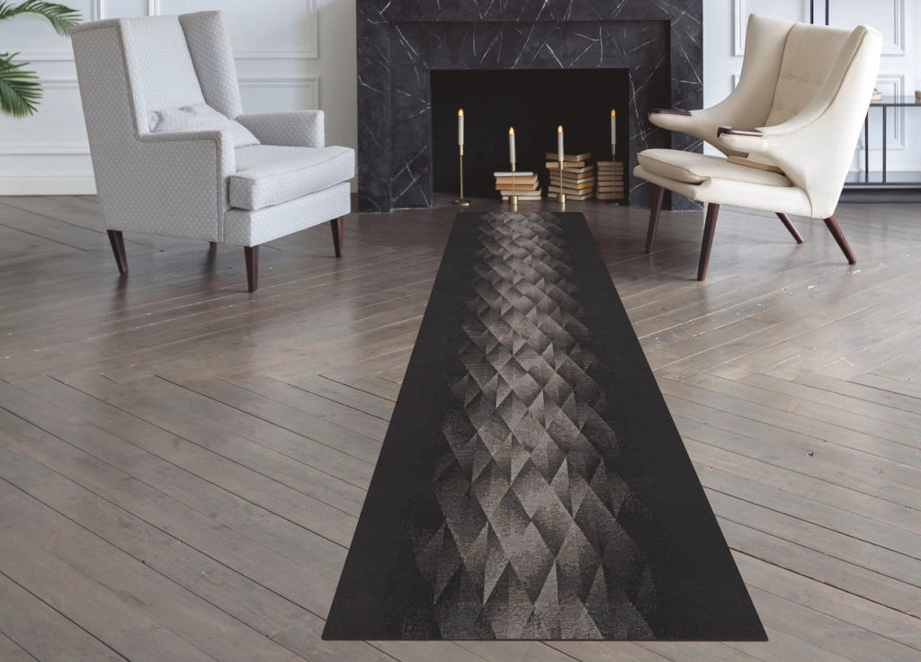 Tappeto Passatoia Tessuto Jacquard Linea Emozioni Disegno Diamante Nero - 57x280 - Nero