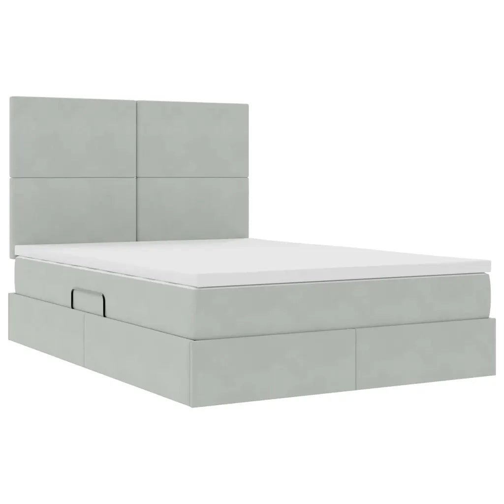 Letto con contenitore e materasso Grigio chiaro 140 x 200 cm 3371973