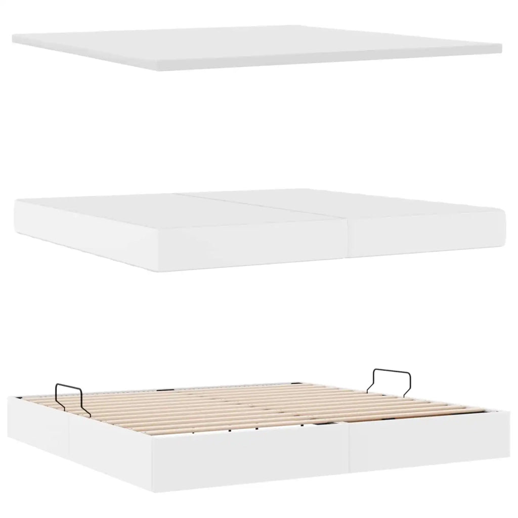 Letto con contenitore e materasso Bianco 200 x 200 cm 3370179