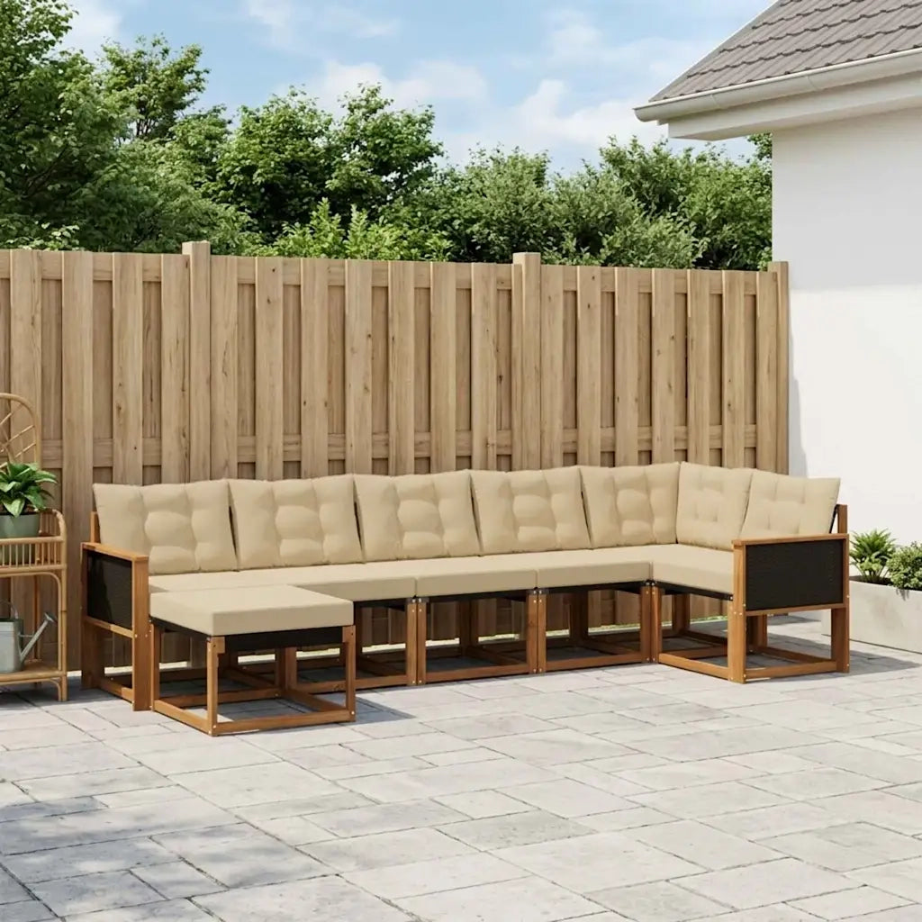 Set di divani da esterno con cuscino 7 pcs Naturale e Beige 3382089