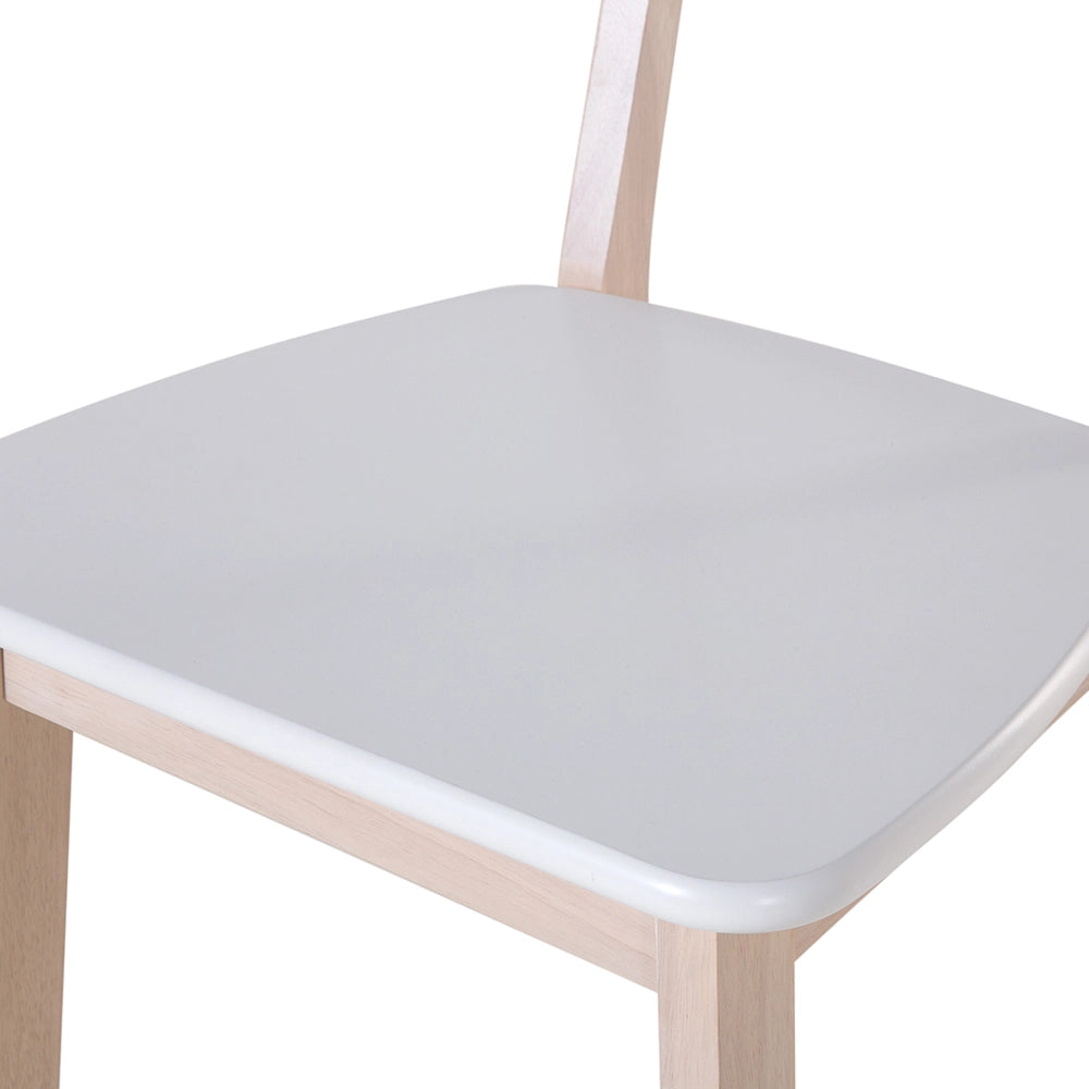 Set di 2 sedie da pranzo bianche con gambe in legno chiaro in stile retrò moderno