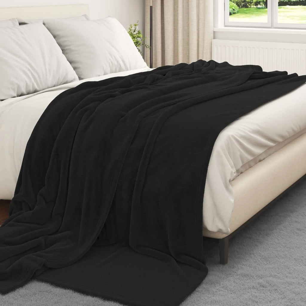 Coperte da Pile 6 pz Nero 240 x 270 cm Panno