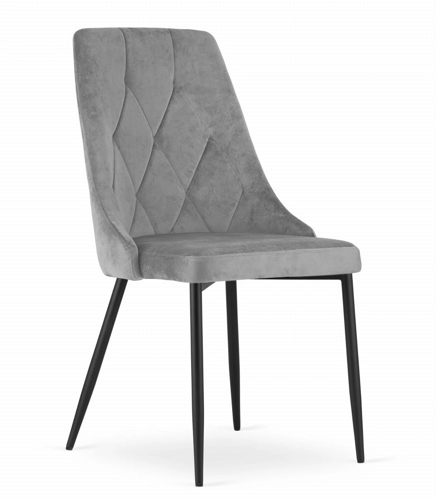 Sedia VALORA IMOLA - Design ergonomico moderno in velluto grigio chiaro x 3