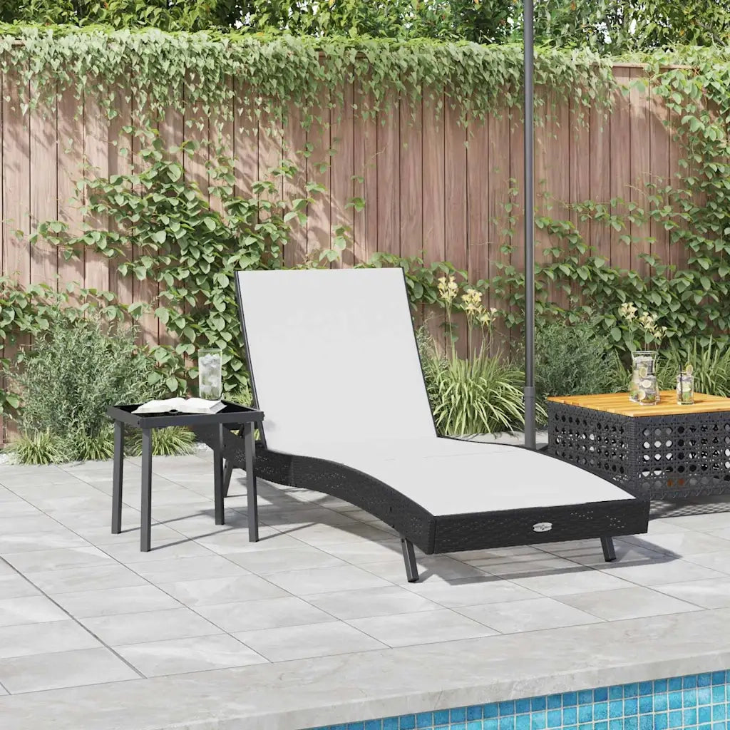 2 pz Lettino Prendisole | Sdraio da giardino | Lettino da sole Nero e Bianco polyrattan