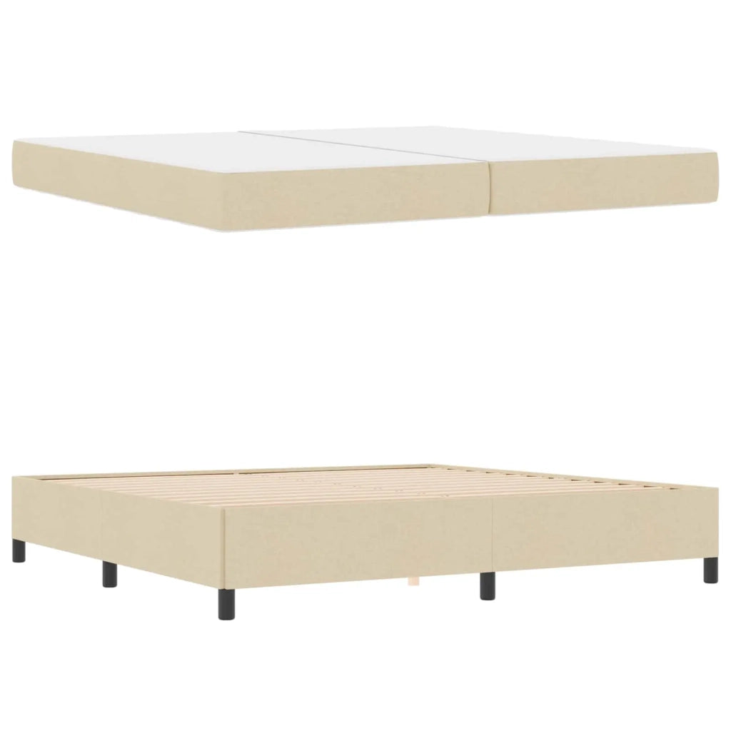 Letto a molle con materasso Crema 200 x 200 cm Tessuto 3398890