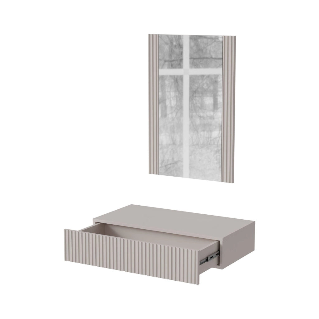 Premolo, Mobile da Ingresso Specchio Incluso, 80x42x97h cm Beige