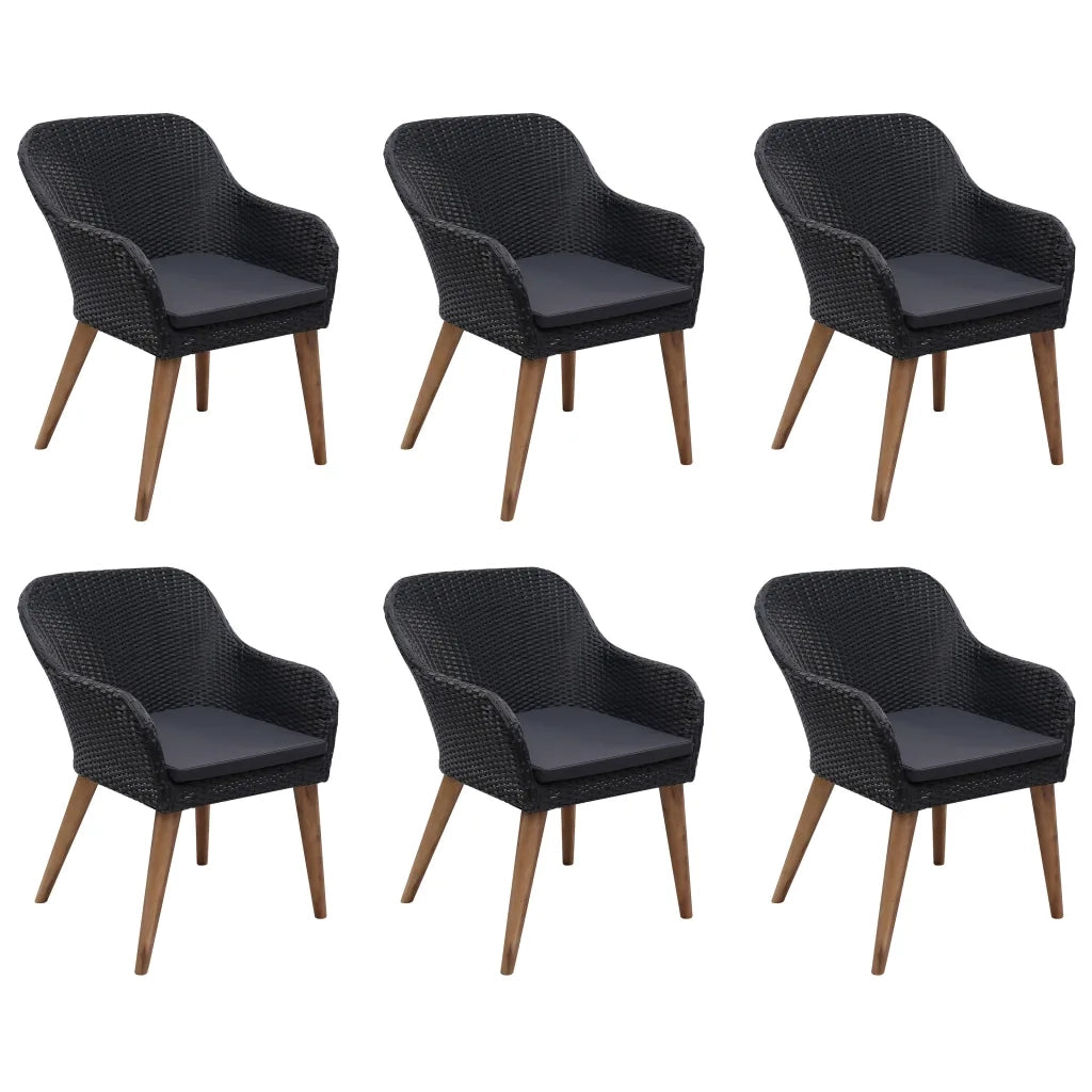 Set Mobili da Pranzo per Giardino 7 pz Nero 3067826
