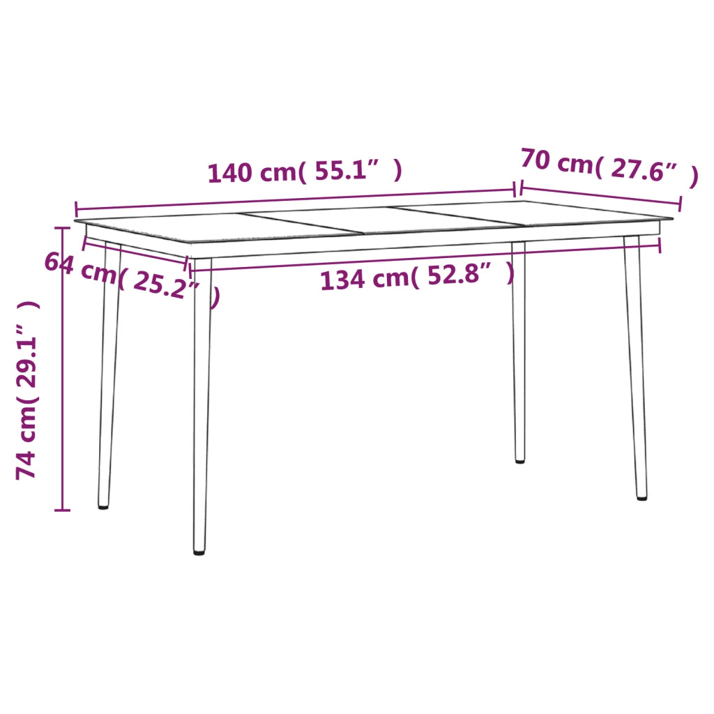 Set da Pranzo da Giardino 5 pz con Cuscini Grigio e Nero 3099373
