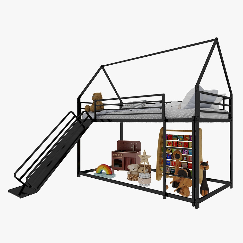 Letto a castello casa - Xylo - 90x200 cm con scivolo
