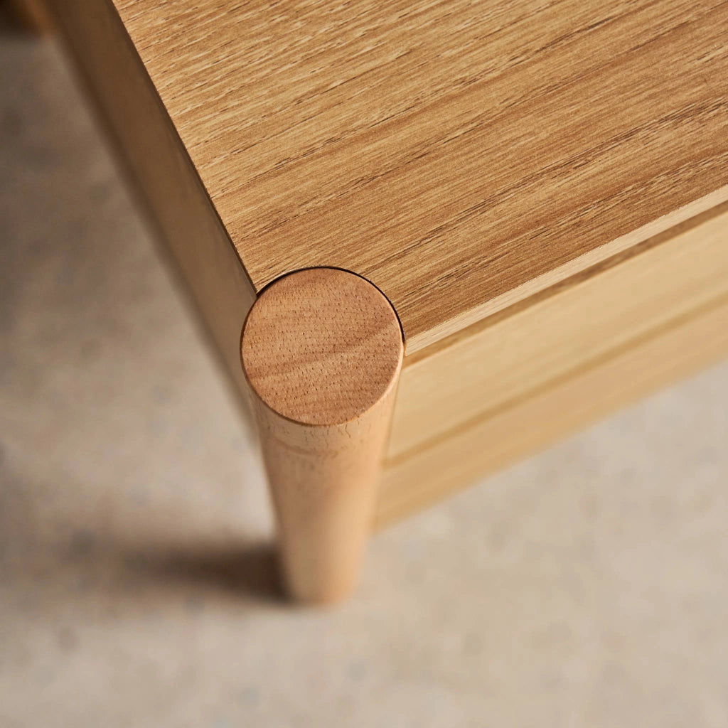 Comodino decorazione legno 2 cassetti, marrone naturale