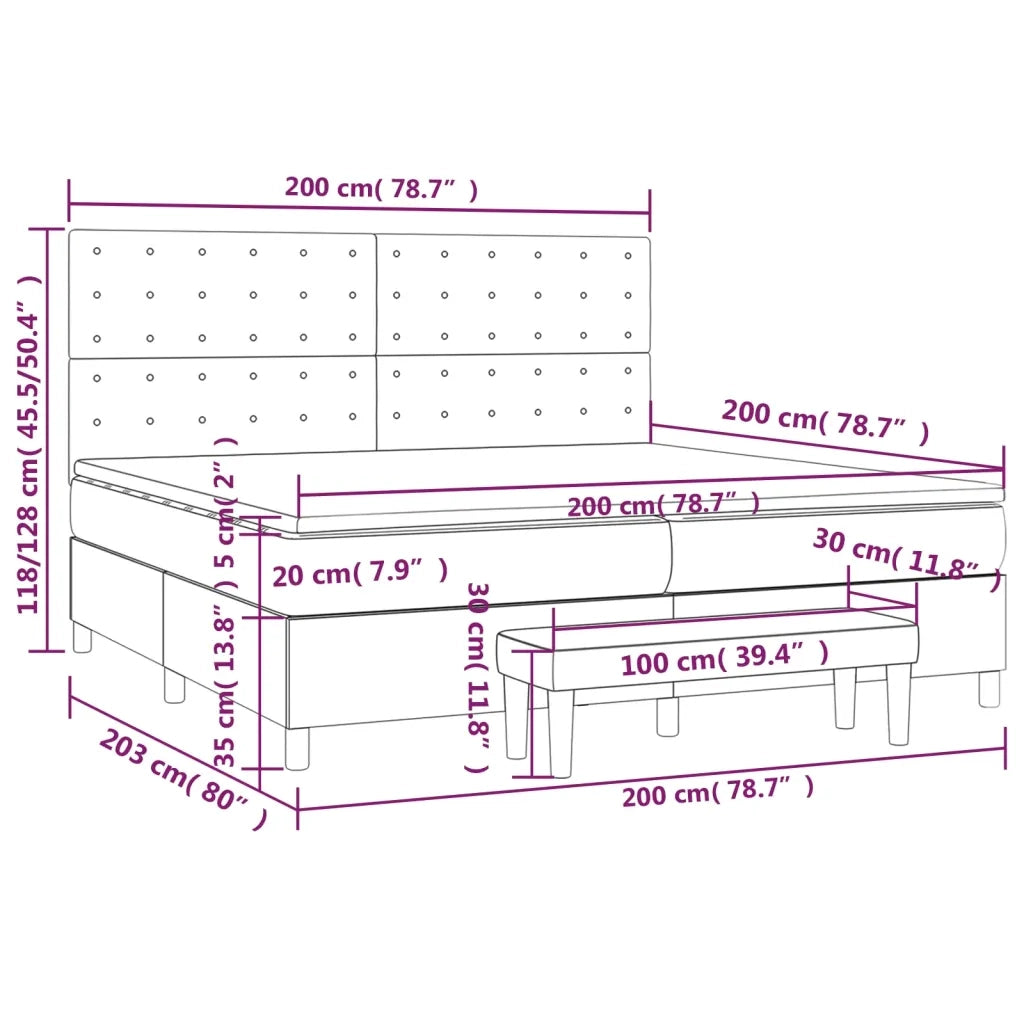 Giroletto a Molle con Materasso Tortora 200x200 cm in Tessuto 3137505