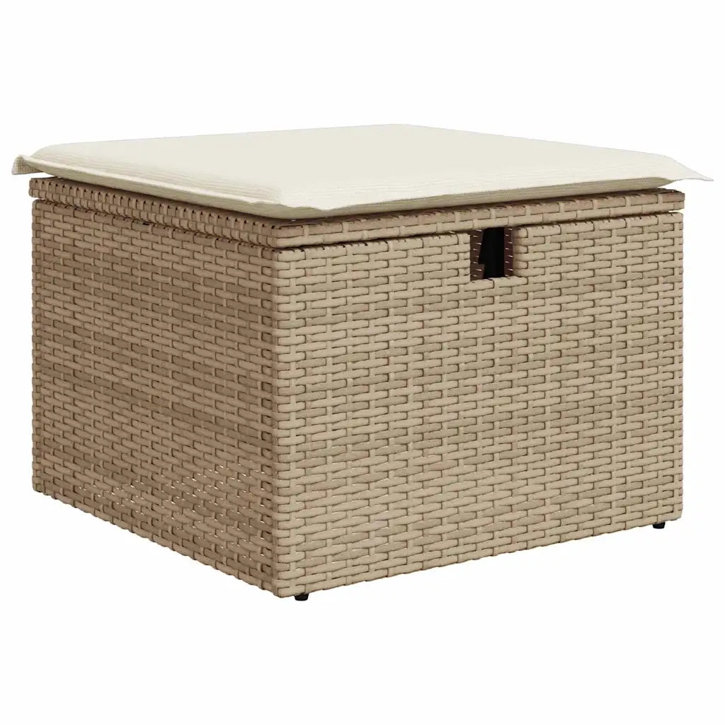 Set Divano da Giardino con cuscino 5 pcs Beige Poly Rattan