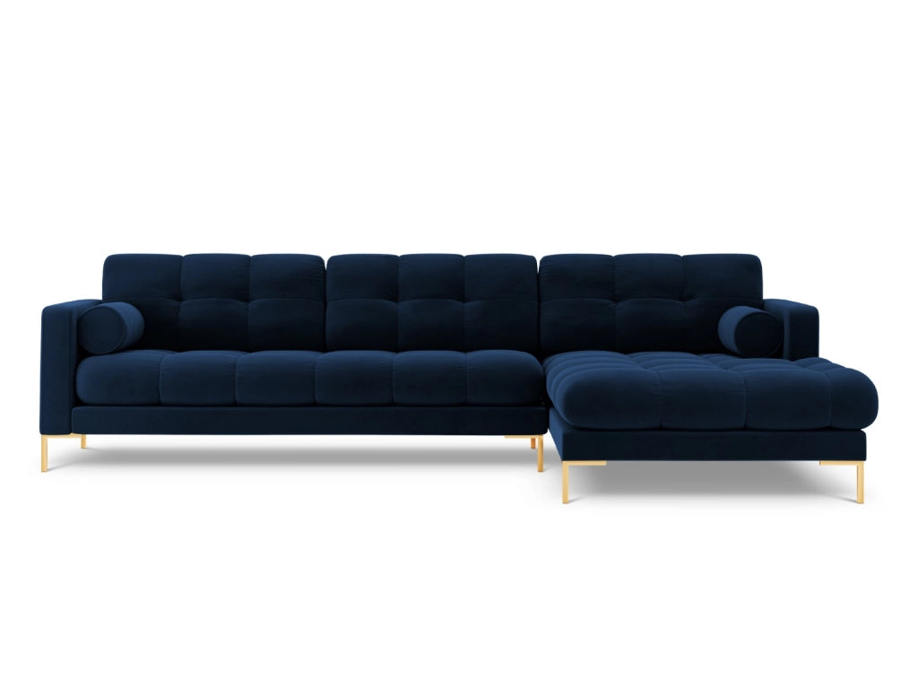 Cosmopolitan Design - Divano angolare destro "Bali" 5 posti in velluto blu reale 