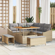 Set Divano da Giardino con cuscino 8 pcs Beige polyrattan 3362647