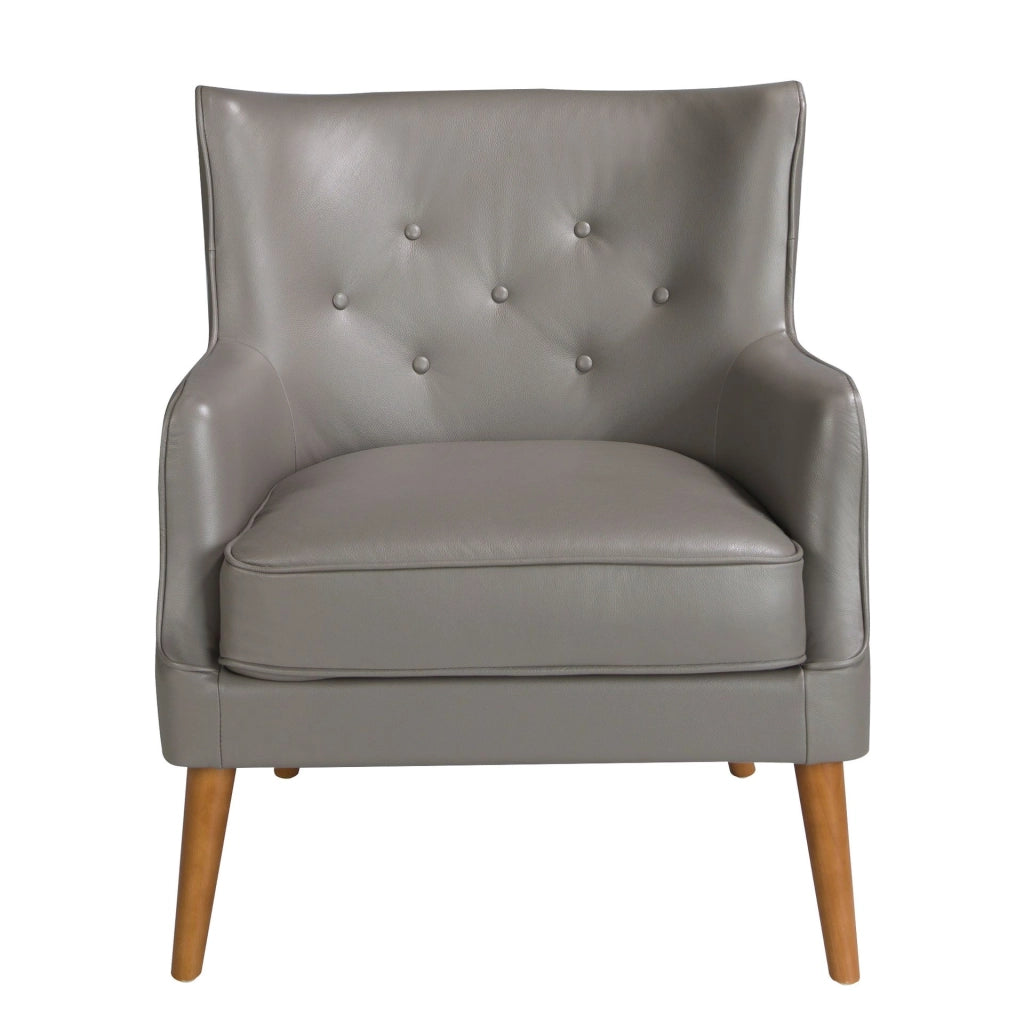 Poltrona Chester in pelle grigio scuro