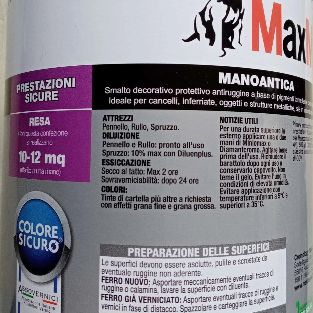 Manoantica classico 750ml smalto ferro micaceo antiruggine in varie colorazioni, colori manoantica nero grafite