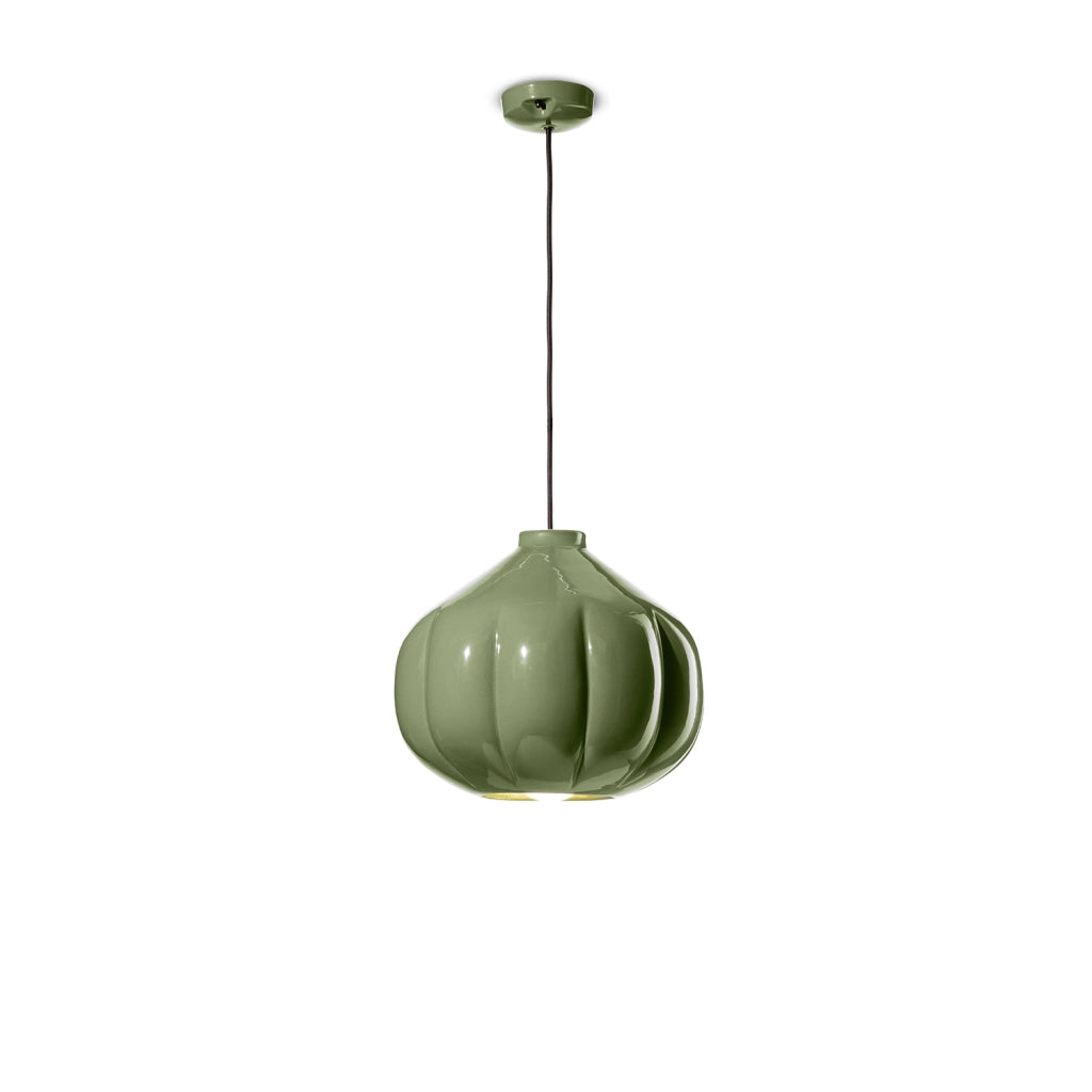 Lampadario Vintage Decò Afoxe&apos Ceramica Verde Salvia 1 Luce E27