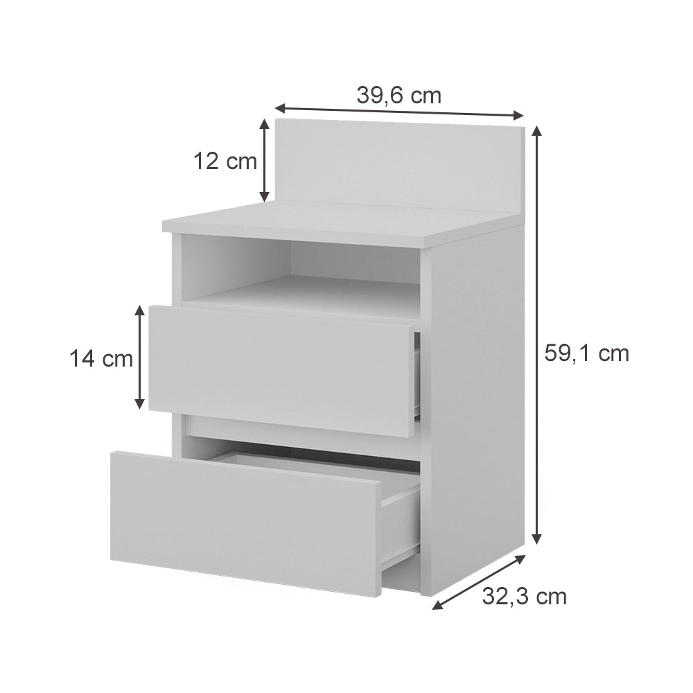 Vicco Comodino camera da letto Bianco 32.3 x 59.1 cm