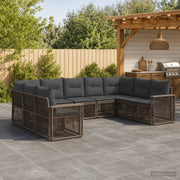 Set Divano da Giardino 9 pz Grigio e Grigio Scuro polyrattan 3435227
