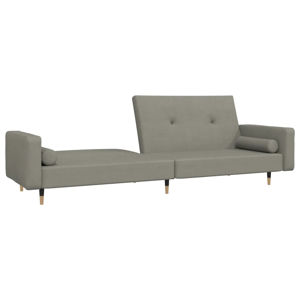 Divano Letto a 2 Posti con 2 Cuscini-Sofa Letto 2 Posti-Daybed Grigio Chiaro in Velluto 830730