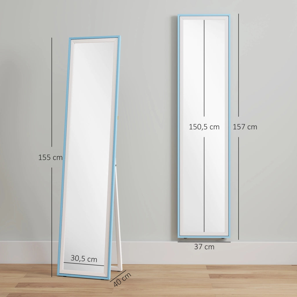 Specchio da Terra a Figura Intera ¨C Xylo ¨C MDF Bianco e Blu 37x157 cm