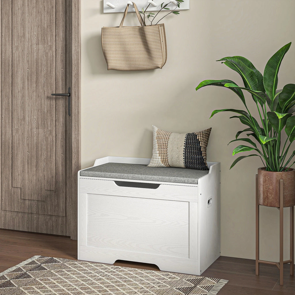 Cassettiera con sedile e cuscino ¨C Minimal ¨C 103 litri, bianco
