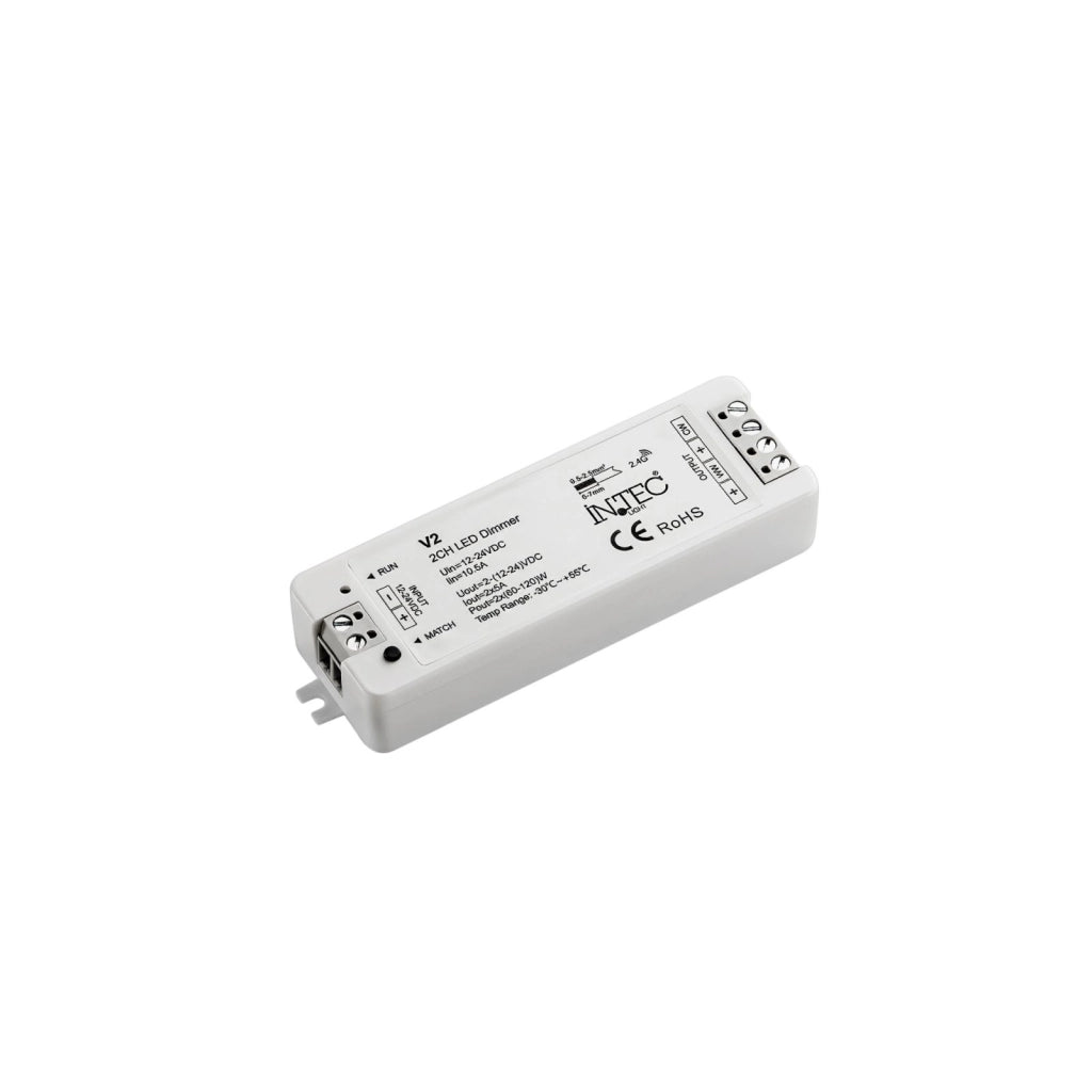 RICEVITORE RF2,4G 2 CANALI PER WALLPAD DMX UTILIZZABILE PER SINGOLO COLORE E CCT 9,7X3,3X1,8CM