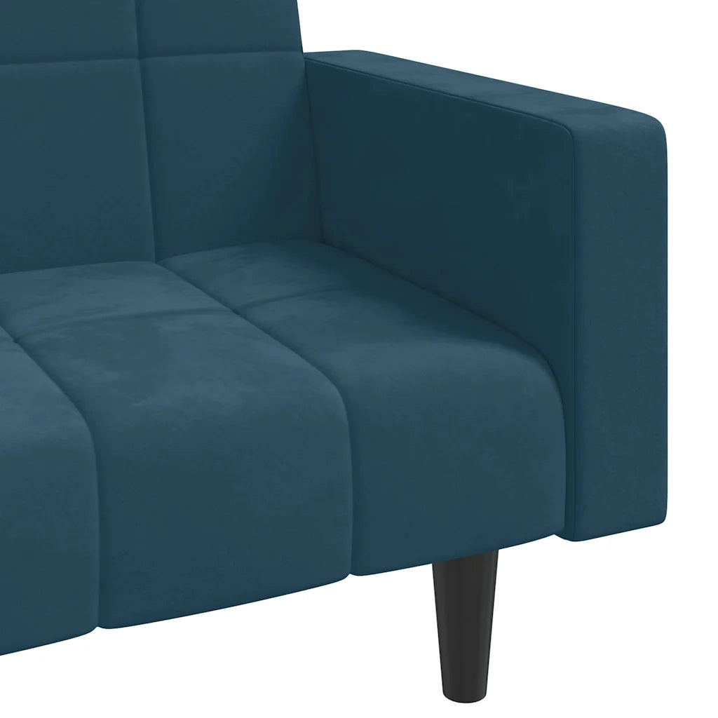 Divano Letto a 2 Posti con 2 Cuscini-Sofa Letto 2 Posti-Daybed Blu in Velluto 827360