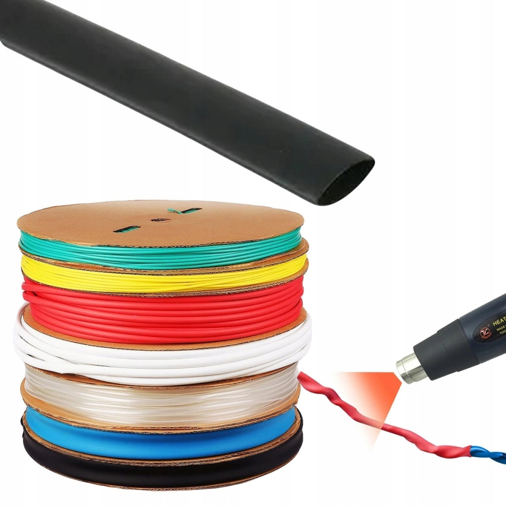 Tubo Termorestringente Nero 12mm 1m – Flessibile e Autoestinguente | Riduzione 2:1, Resistente UV, Impermeabile