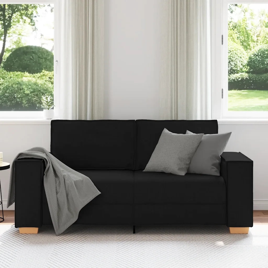 Divano a 2 Posti-Sofa 2 Posti Nero 140 cm Tessuto