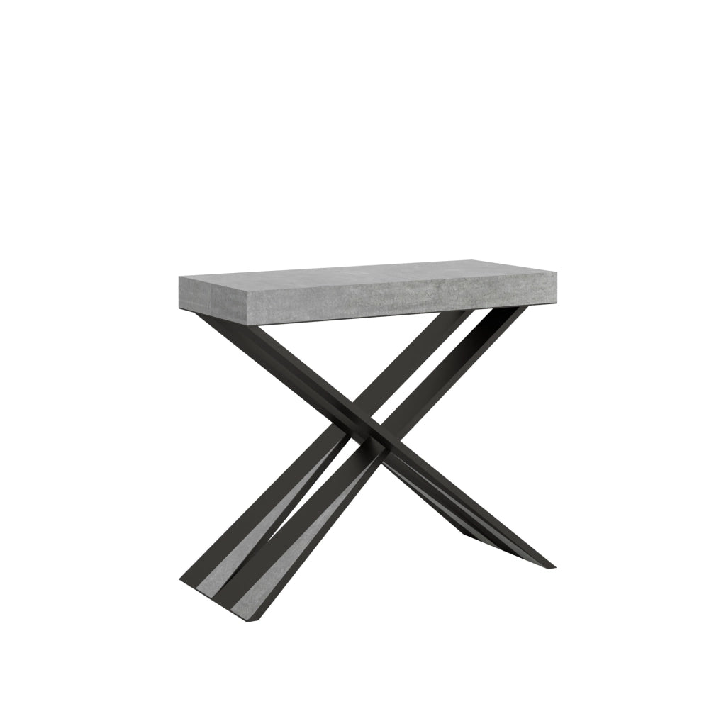 Consolle allungabile 90x40/196 cm Diago Small Premium Cemento telaio Antracite