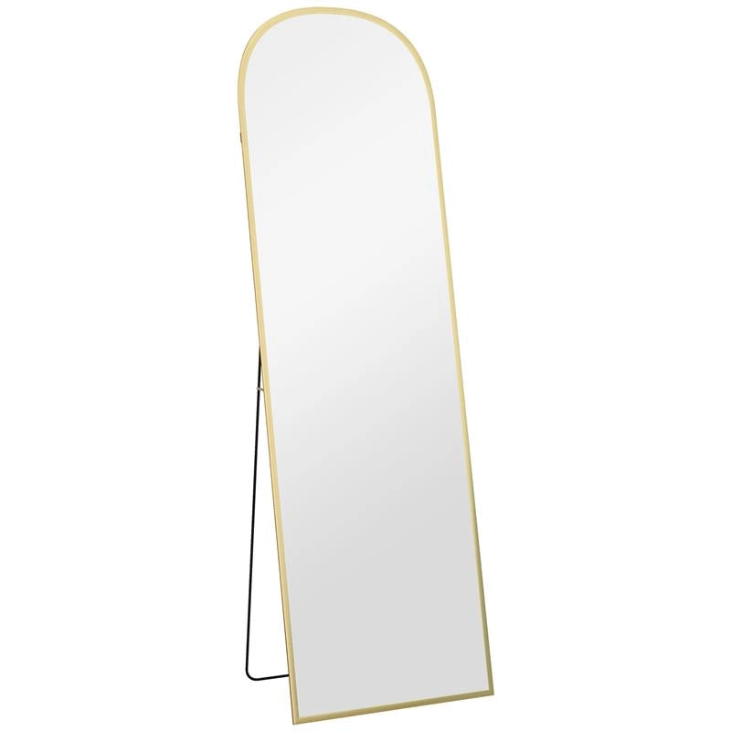 SPECCHIO DA TERRA E PARETE MODERNO IN LEGA DI ALLUMINIO CON SUPPORTO PIEGHEVOLE, 50X170CM, ORO