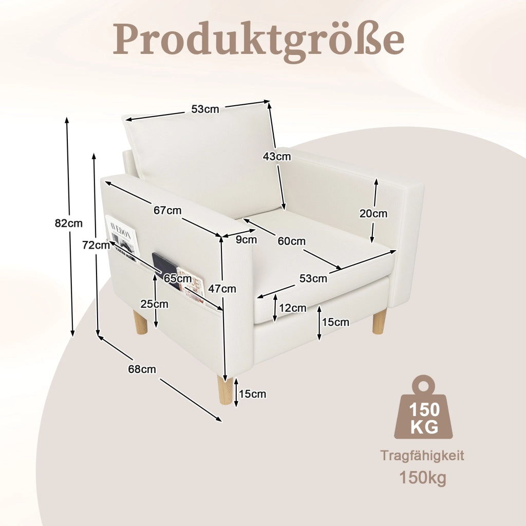 Poltrona singola con cuscino e borsa di stoccaggio - Zephmum- Stile nordico
