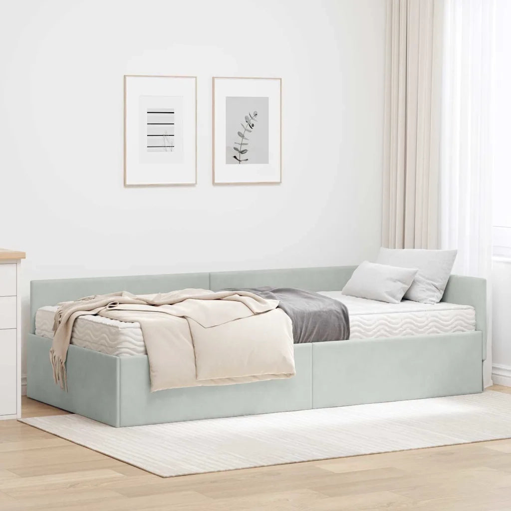 Struttura Letto Angolare con Materasso 2 pcs Grigio chiaro