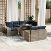 Set Divani da Giardino 11 pz con Cuscini Grigio in Polyrattan 3274584