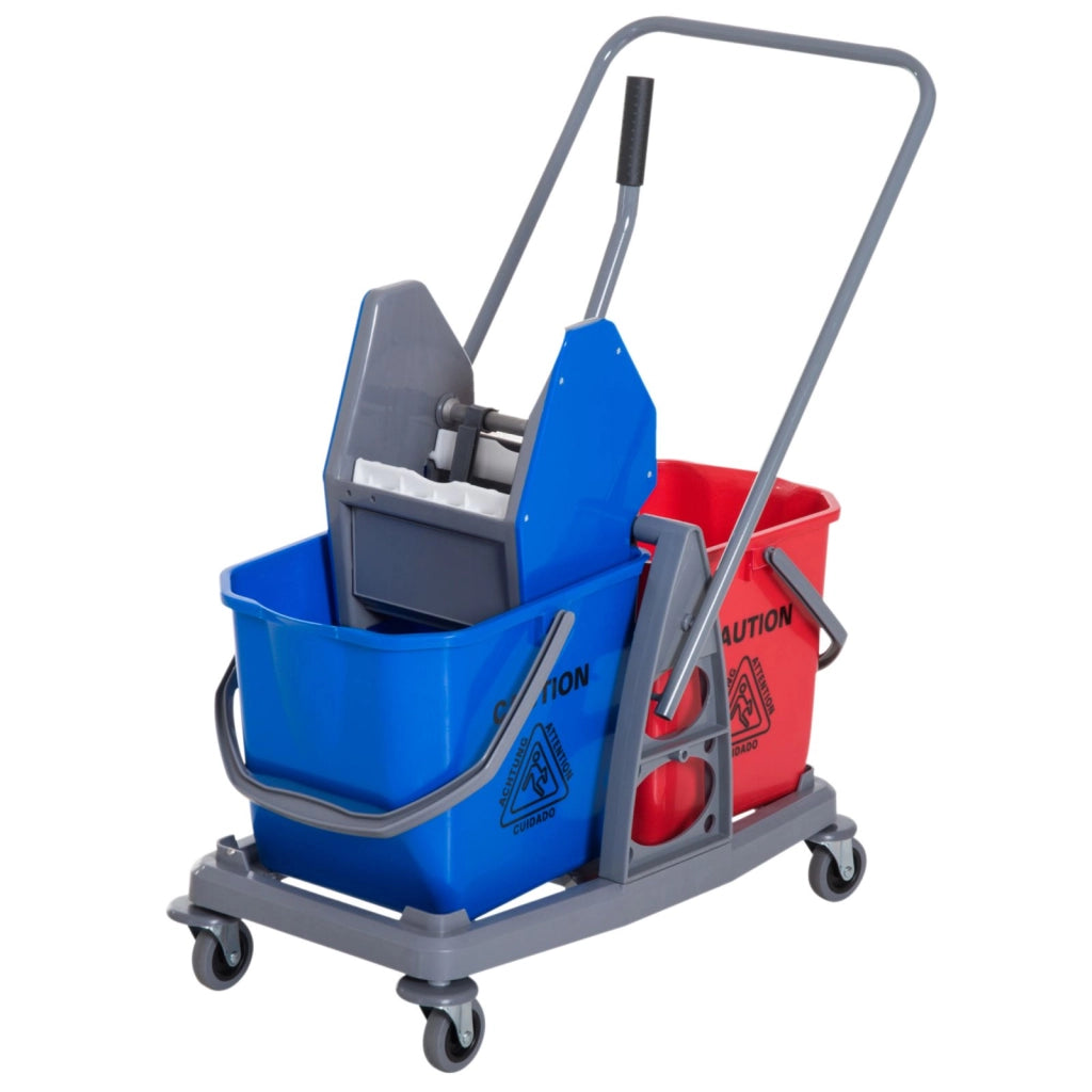 EasyComfort Carrello delle Pulizie Professionale 2 Secchi Capacità 25L Strizzatore 73 × 45 × 92cm