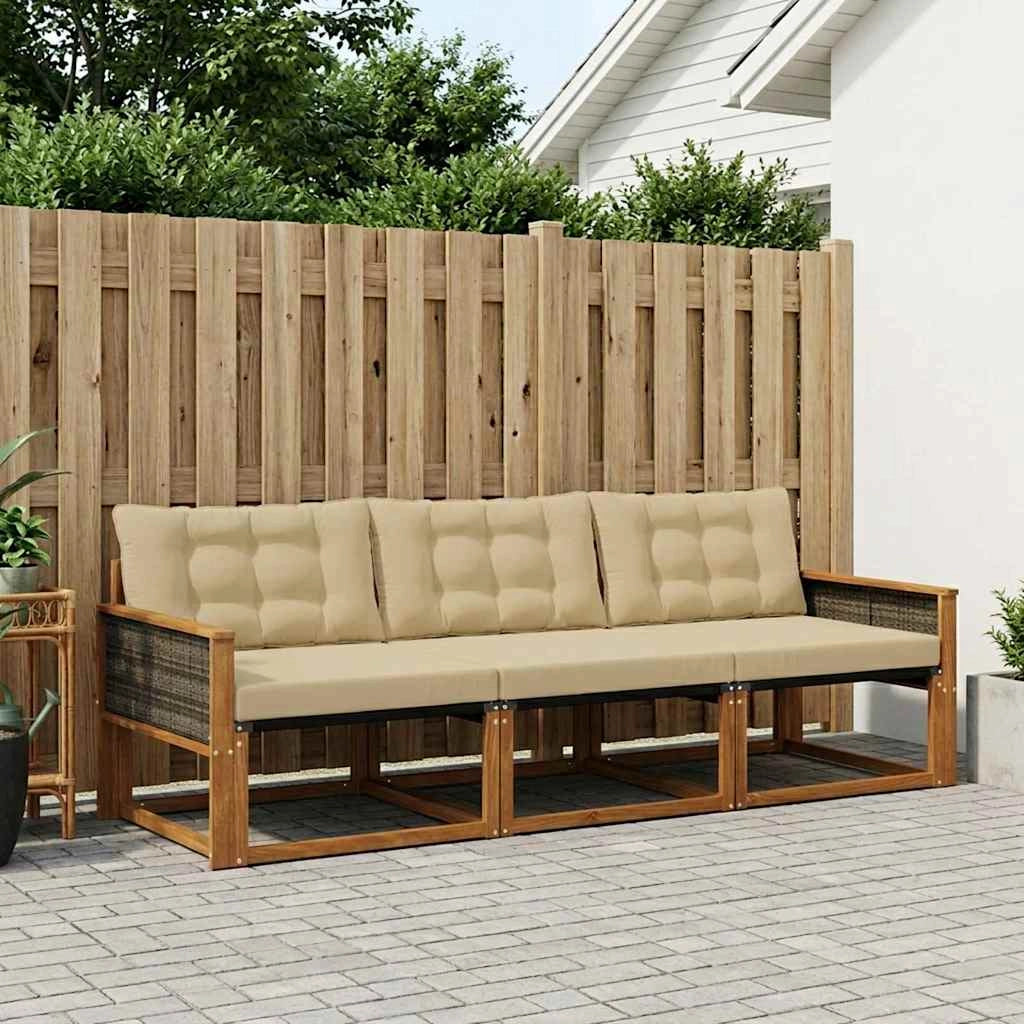 Set di divani da esterno 3 pz Naturale e Beige 3381213