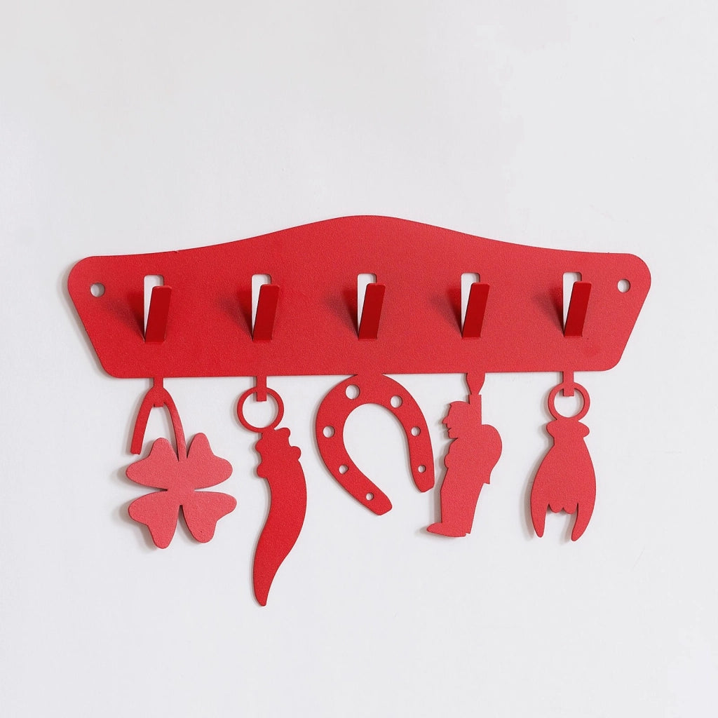 Portachiavi da muro moderno "Tocca Ferro" Rosso