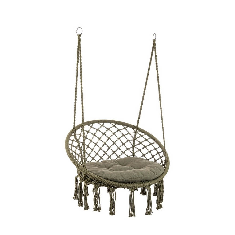 Poltrona Amaca Pensile in Macramé con Cuscino Rotonda - MONTANA