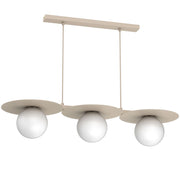 Lampada sospesa Flat 3 luci beige sfere bianche E27