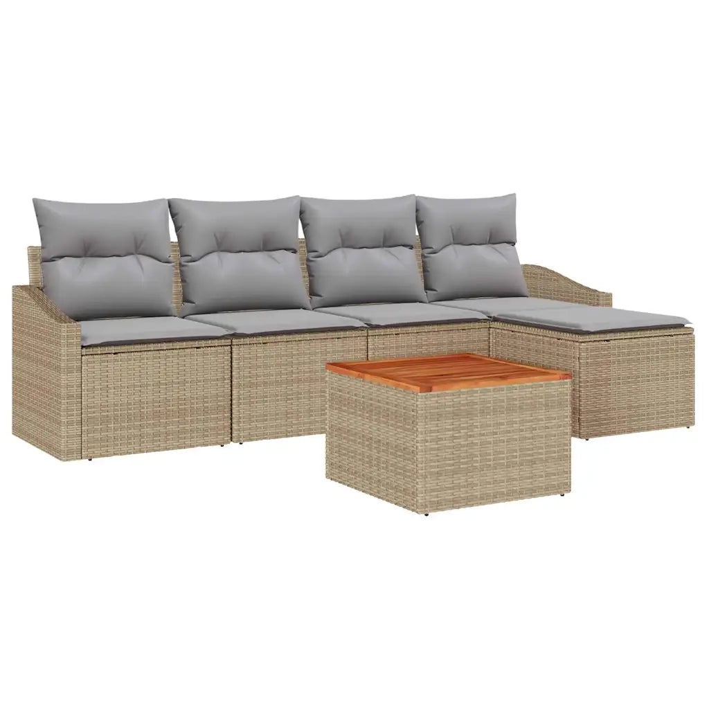 Set Divano da Giardino con cuscino 6 pcs Beige polyrattan 3347819