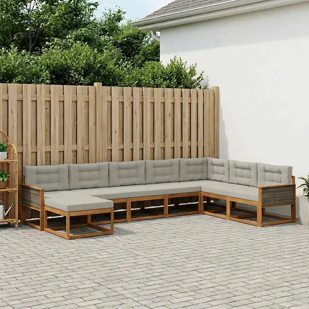 Set di divani da esterno 8 pcs Naturale e Grigio Chiaro 3382799