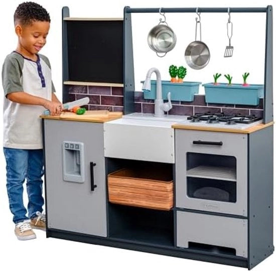 Cucina per Bambini in Legno con Accessori e Effetti Luce e Suono