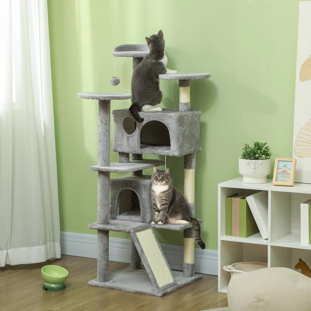 Albero per Gatti con Piattaforme Cuscini e Tunnel ¨C Zephmum ¨C Grigio Chiaro